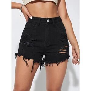 Grunge Denim Womens Shorts Small Y2K Distressed Cutoff Street Indie Sleaze Shein